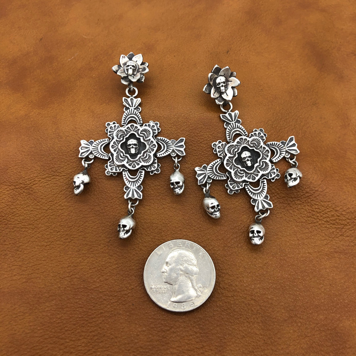 E69 Puerto de Luna with Skulls Earrings – Santa Fe Silverworks by