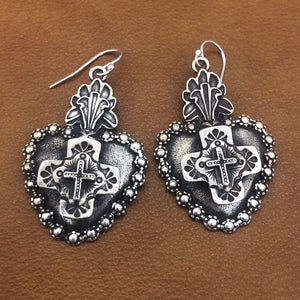 E206B Poeh Heart and Galisteo Cross Earrings
