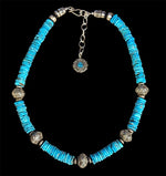 SP4 Santa Fe Pearls with Turquoise and Sterling Bead Necklace