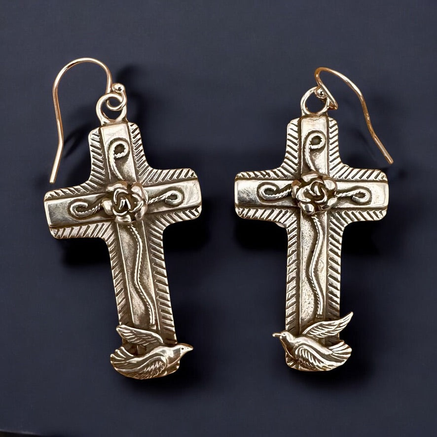 EX11A Chimayo Cross with Doves Earrings