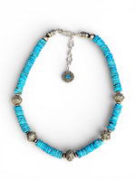 SP4 Santa Fe Pearls with Turquoise and Sterling Bead Necklace