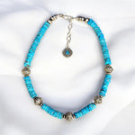 SPRW Rose Window Santa Fe Pearls with Turquoise Wafer Necklace
