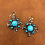 E246B Nambe Cross Turquoise Earrings