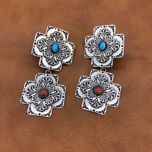 E88D Double Plaza Cross Earrings