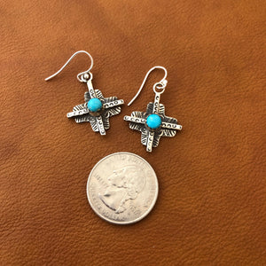 Tesuque Cross Coral or Turquoise Earrings E113A