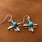 Tesuque Cross Coral or Turquoise Earrings E113A