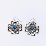 E88 Plaza Cross with Center Stone Earrings