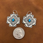 E88 Plaza Cross with Center Stone Earrings