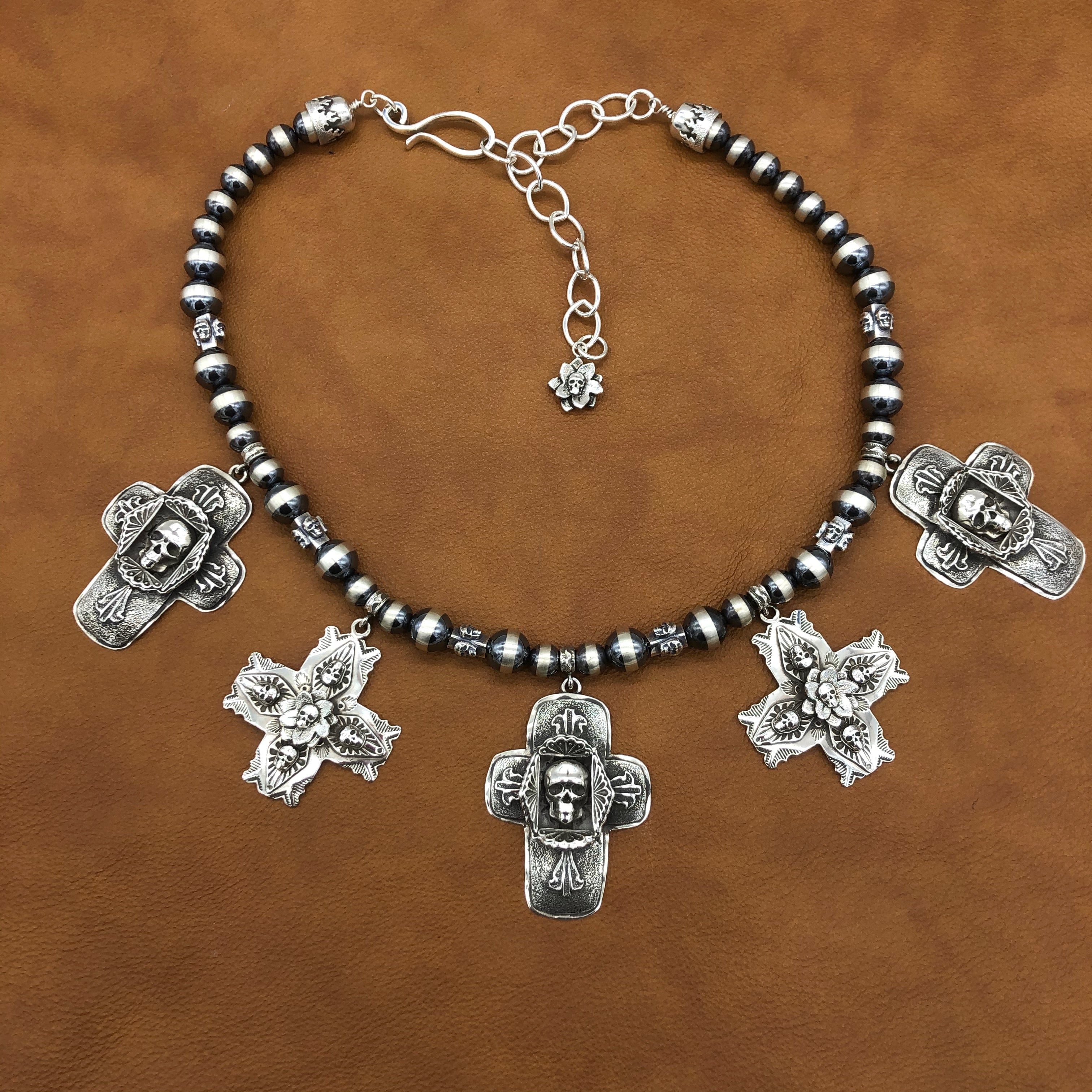 N206 Skulls and Crosses Sterling Silver Necklace