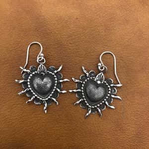 E111 Santa Rosa Sacred Heart Silver Earrings
