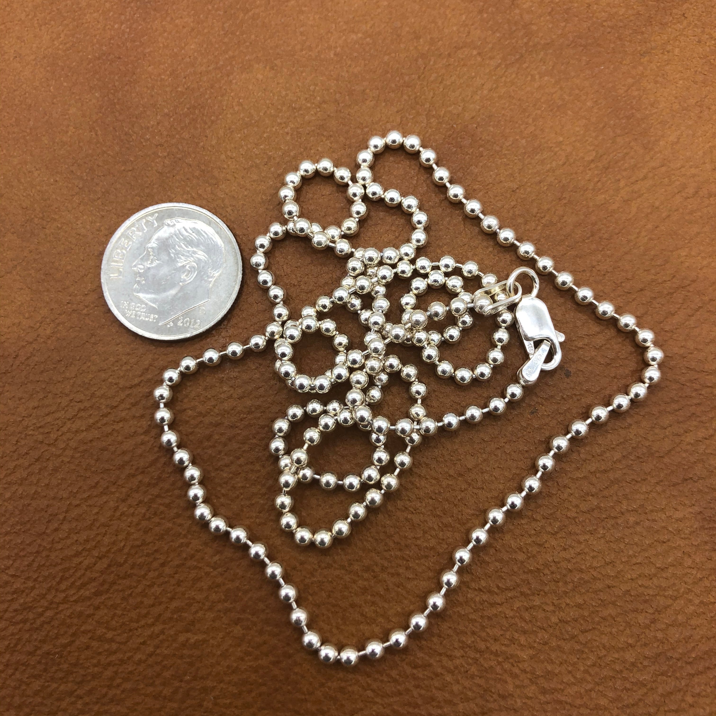 SS Diamond Cut Charleston Rice Bead Necklace 2mm - Gold Creations