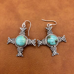 E89 Loretto Cross Turquoise Earrings