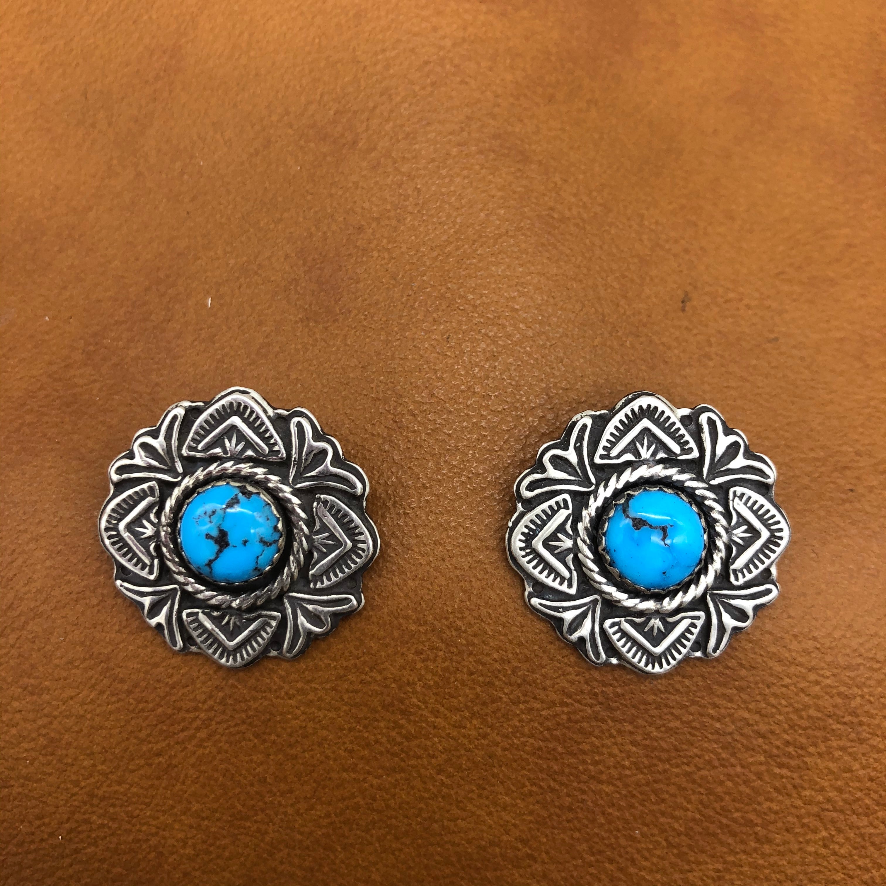 E308 Rose Window Turquoise Earrings