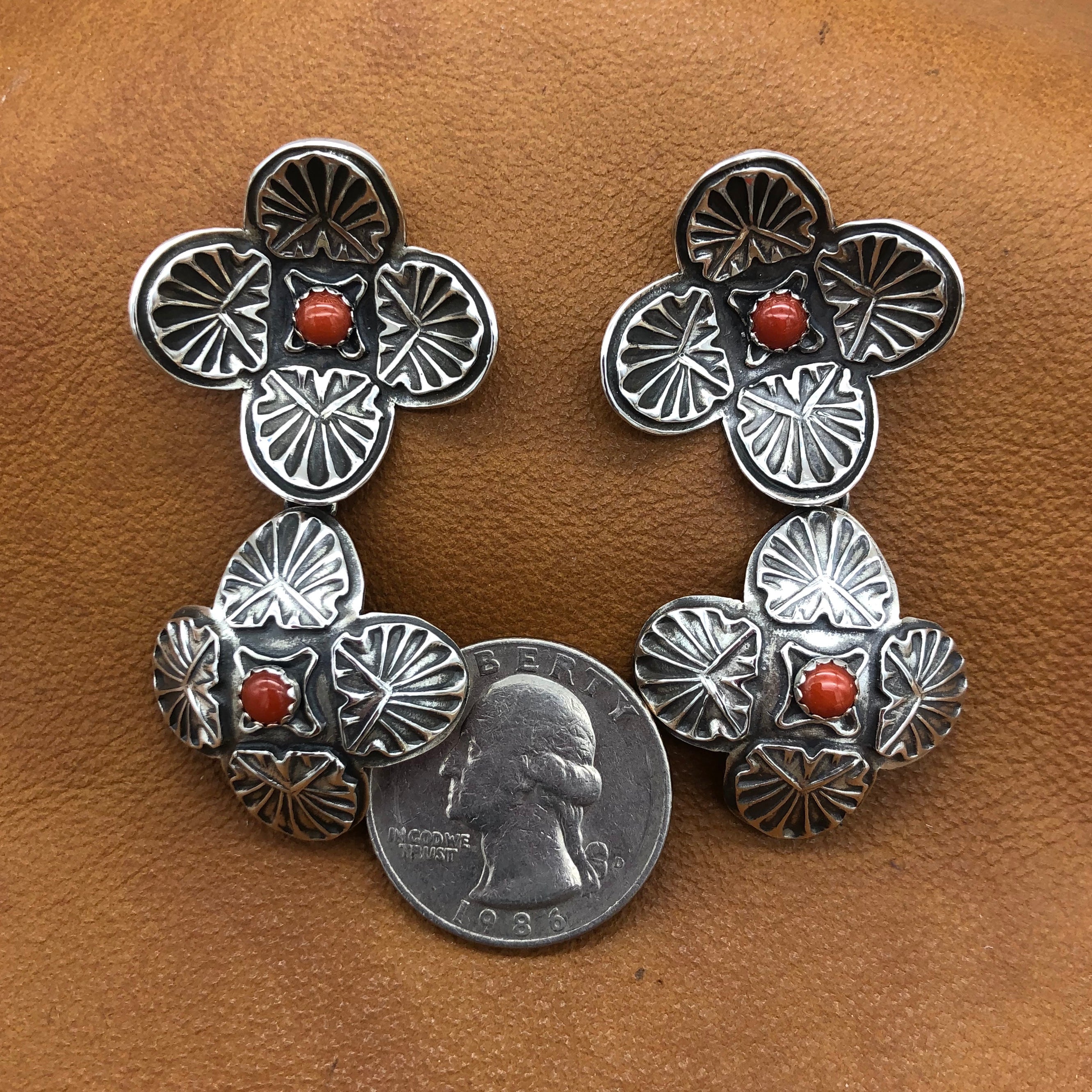 E175D Double Domed Sunrise Cross Earrings