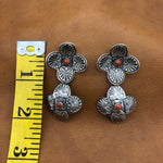 E175D Double Domed Sunrise Cross Earrings