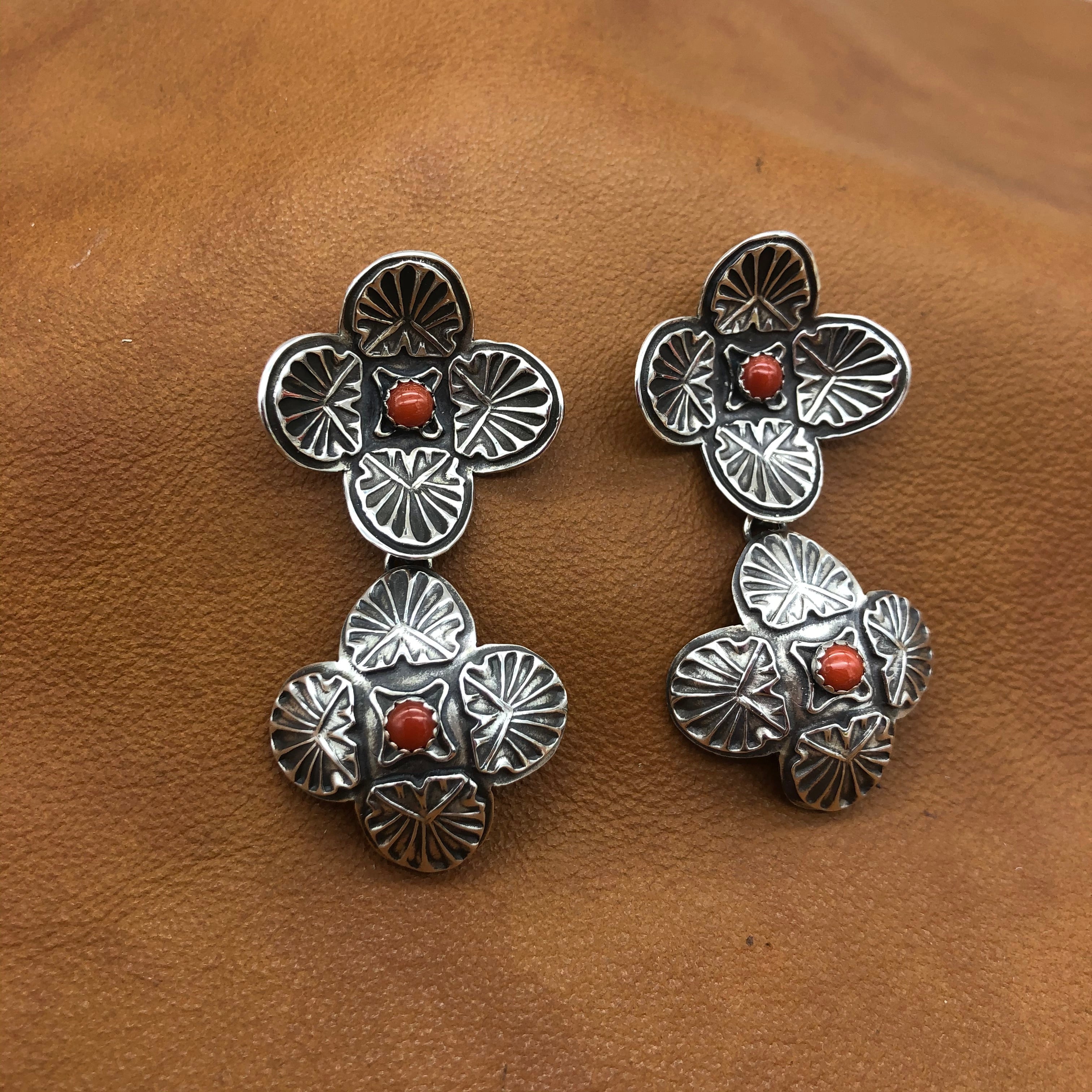 E175D Double Domed Sunrise Cross Earrings