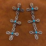 Triple Wire Cross Turquoise Earrings E90T