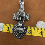 PTH57 Multi Layer Cross Heart with Sword Pendant