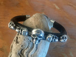 C26 Skull Sterling Silver Inlayed on Leather Cuff