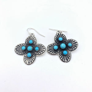 E141A Sunrise Cross with Turquoise Earrings