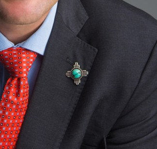 PZ Mayor Tim Keller's Zia Turquoise Lapel Pin