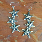 E275B Solid TRIPLE Star Earrings