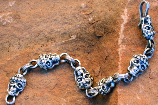 Royal Mortem Bracelet | Silver Skull Bracelet | NightRider Jewelry
