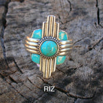 RIZ Turquoise Inlay Zia Ring Exclusive Original Design