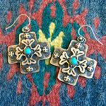 E110C Santa Fe Cross with 4mm Center Stone Earrings
