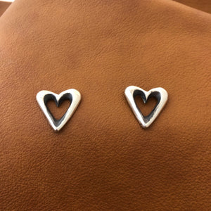 E58 Tufa Cast Heart Earrings