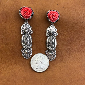 E361 Roses and Guadalupe Earrings