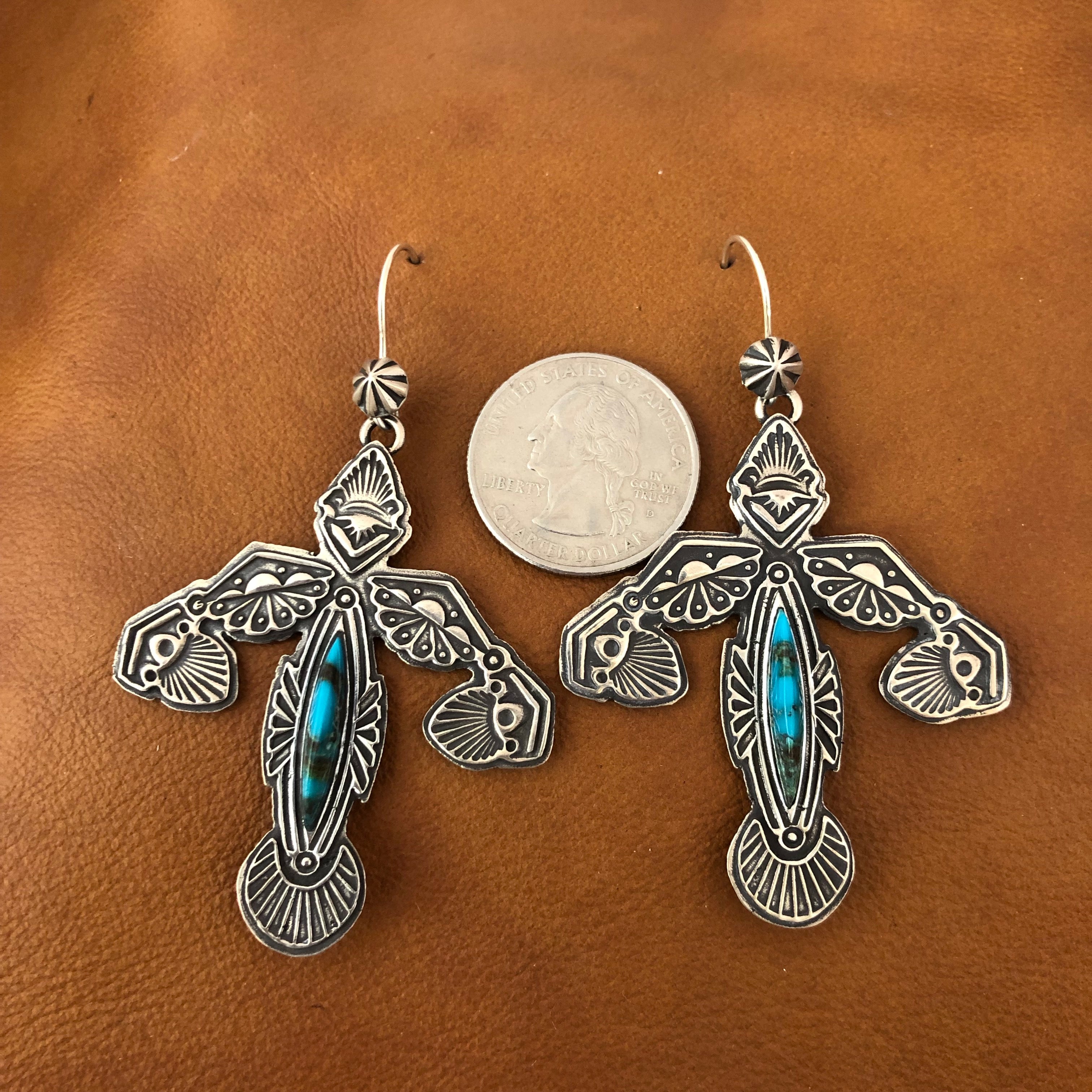 ERV3 Raven Soaring with Turquoise Earrings